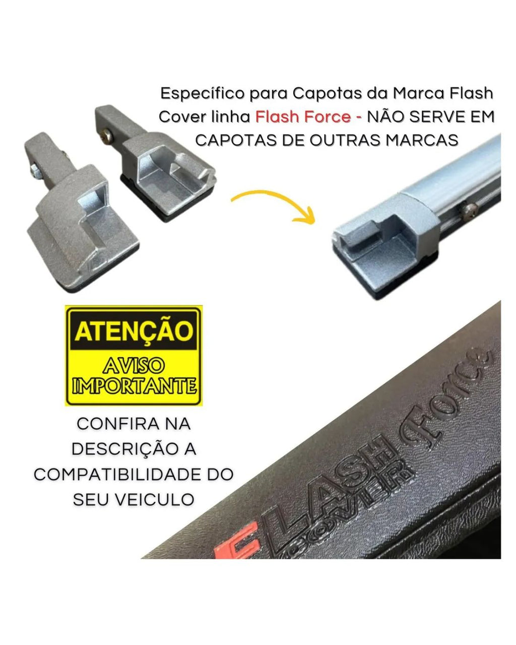 Suporte Trava Capota Hilux Cd 2016 Até 2025 Flash Force Cinza