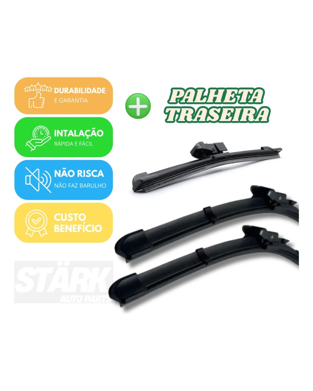Jogo 3 Palhetas Limpador Parabrisa Palio Evo G5 2012 Á 2018