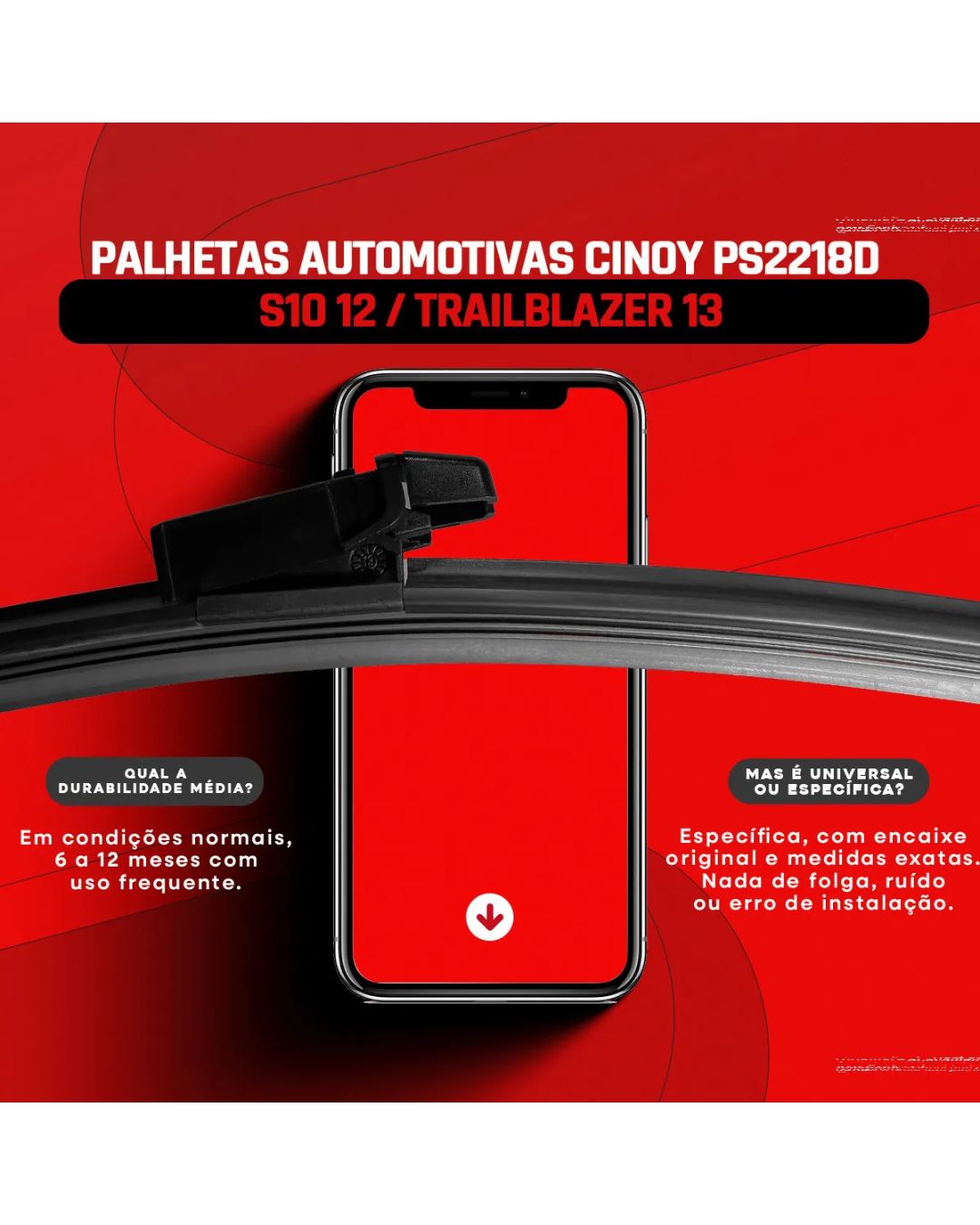 Palheta Siliconada Cinoy S10 12 / Trailblazer 13 Dianteira
