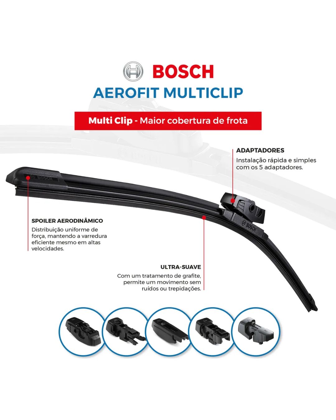 Palheta Do Parabrisa Bosch Multiclip Fiat Strada 2020 A 2024